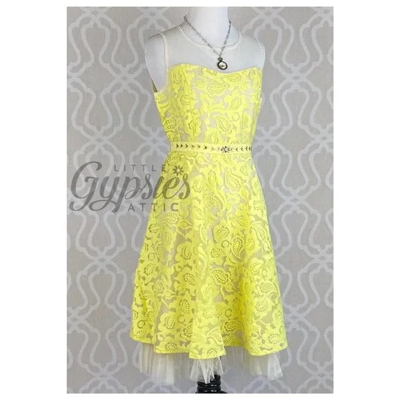 Ryu Lemon Flowers Jeweled Cocktail Dress - Picture 2 of 14